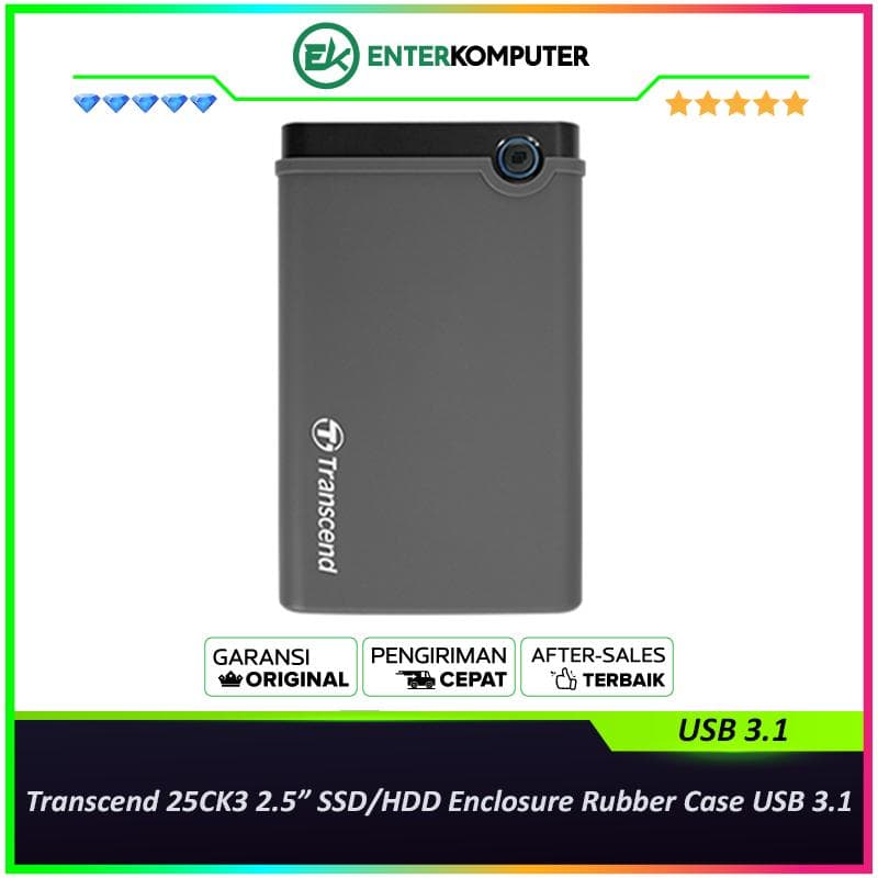 Transcend 25CK3 2.5” SSD/HDD Enclosure Rubber Case USB 3.1 - foto 1