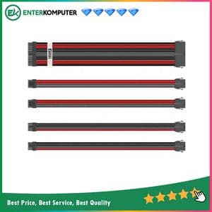 1STPLAYER STEAMPUNK MOD Sleeved Extension Cable Black+Red - 24Pin ATX Extension Cable, 2x 8Pin(4+4) EPS Cable, 2x 8Pin(6+2) PCI-e Cable - foto 1