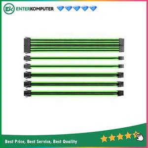 1STPLAYER STEAMPUNK MOD Sleeved Extension Cable Black+Green - 24Pin ATX Extension Cable, 2x 8Pin(4+4) EPS Cable, 2x 8Pin(6+2) PCI-e Cable - foto 1