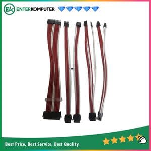 1STPLAYER STEAMPUNK MOD Sleeved Extension Cable Red+White - 24Pin ATX Extension Cable, 2x 8Pin(4+4) EPS Cable, 2x 8Pin(6+2) PCI-e Cable - foto 1