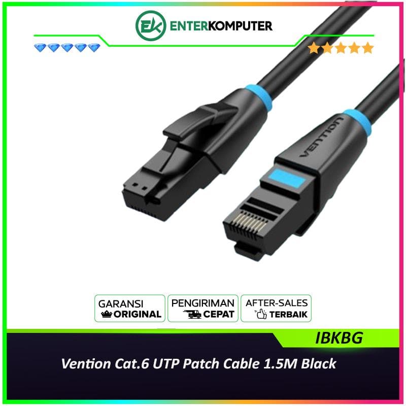 Vention Cat.6 UTP Patch Cable 1.5M Black - IBKBG - foto 1