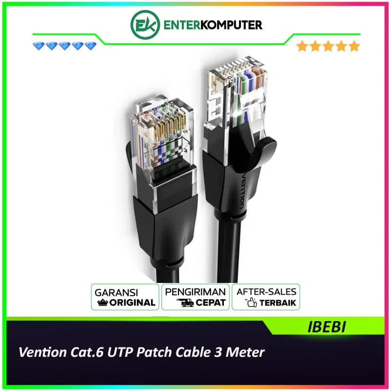 Vention Cat.6 UTP Patch Cable 3 Meter Black - IBEBI - foto 1