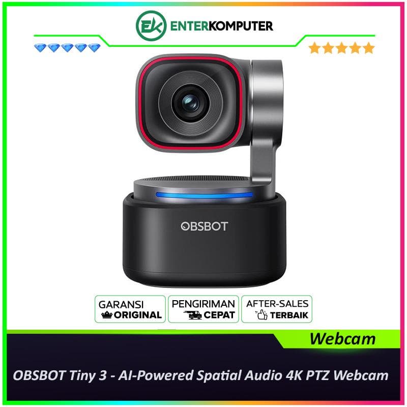 OBSBOT Tiny 3 - AI-Powered Spatial Audio 4K PTZ Webcam - foto 1