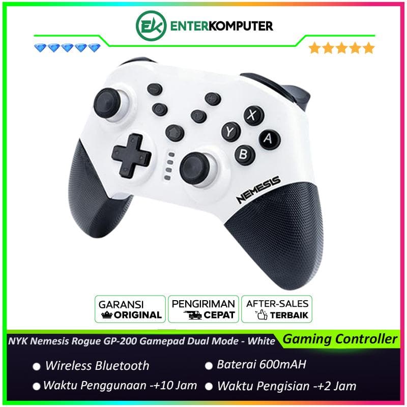 NYK Nemesis Rogue GP-200 Gamepad Dual Mode Gaming Controller - White - foto 1
