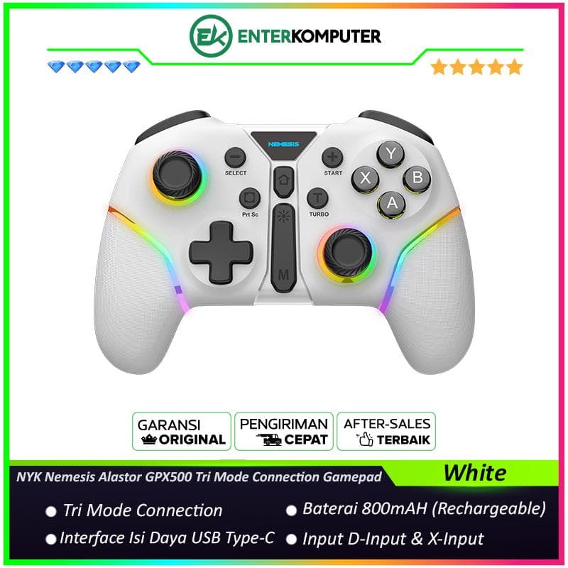 NYK Nemesis Alastor GPX500 Tri Mode Connection Gamepad - White - foto 1
