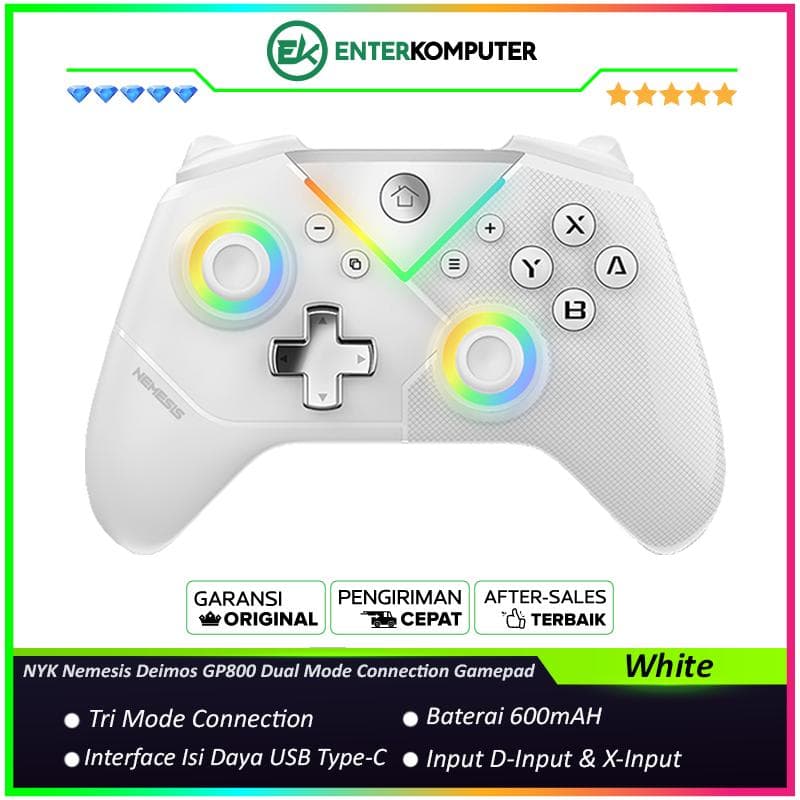 NYK Nemesis Deimos GP800 Dual Mode Connection Gamepad - White - foto 1