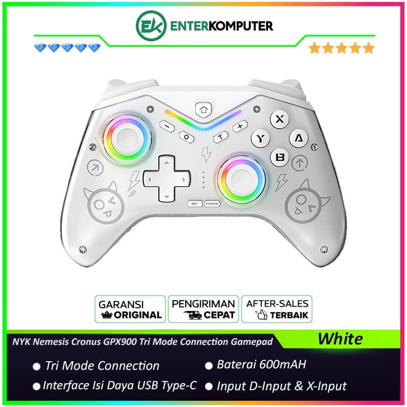 NYK Nemesis Cronus GPX900 Tri Mode Connection Gamepad - White - foto 1