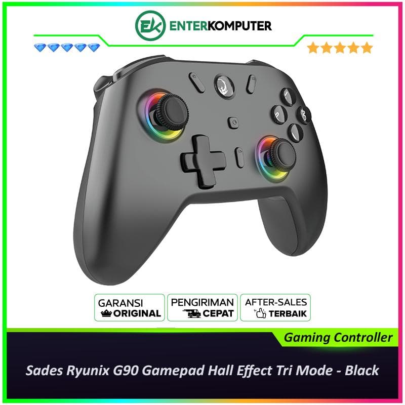 Sades Ryunix G90 Gamepad Hall Effect Tri Mode Gaming Controller - Black - foto 1