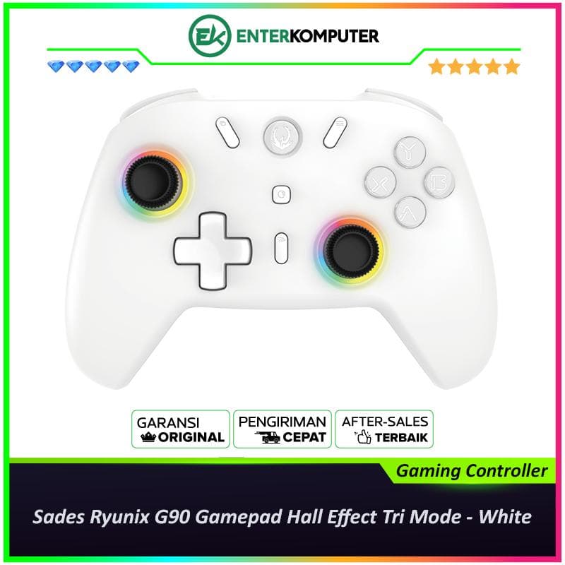 Sades Ryunix G90 Gamepad Hall Effect Tri Mode Gaming Controller - White - foto 1