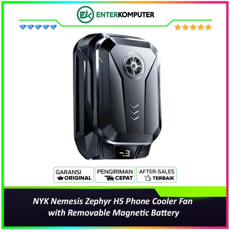 NYK Nemesis Zephyr H5 Phone Cooler Fan with Removable Magnetic Battery - foto 1