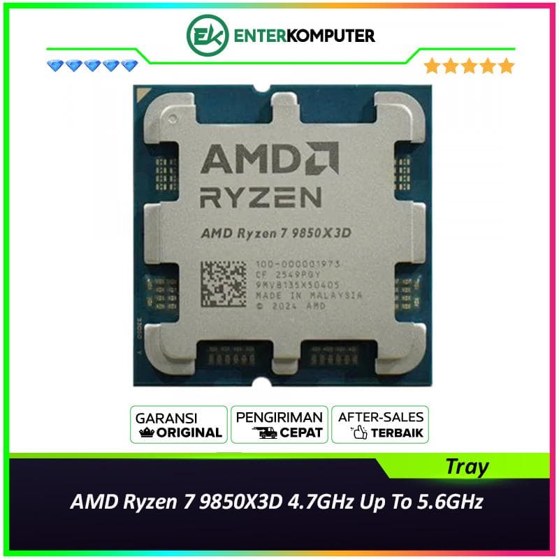 AMD Ryzen 7 9850X3D 4.7GHz Up To 5.6GHz Cache 96MB 120W AM5 [Tray] - 8 Core - 100-000001973 - foto 1