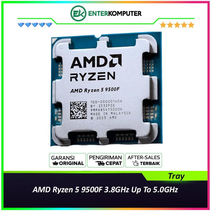 AMD Ryzen 5 9500F 3.8GHz Up To 5.0GHz Cache 32MB 65W AM5 [Tray] - 6 Core - 100-000001406 - foto 1