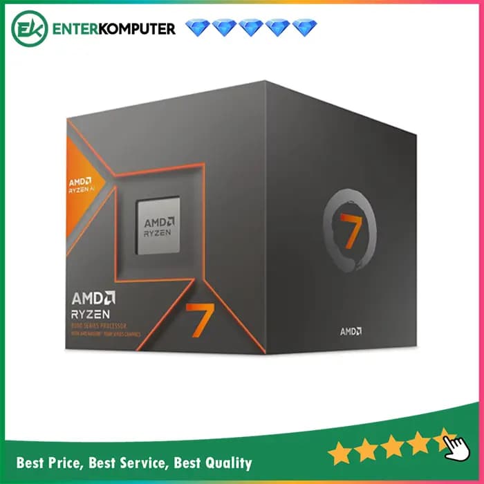 AMD Ryzen 7 8700F 4.1Ghz Up To 5.0Ghz Cache 16MB 65W AM5 [Box] - 8 Core - 100-100001590BOX - with Wraith Stealth Cooler - foto 1