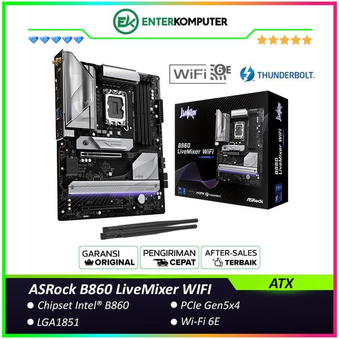 ASRock B860 LiveMixer WIFI (LGA1851, B860, DDR5, USB3.2 Gen2 Type-C, SATA3) - foto 1