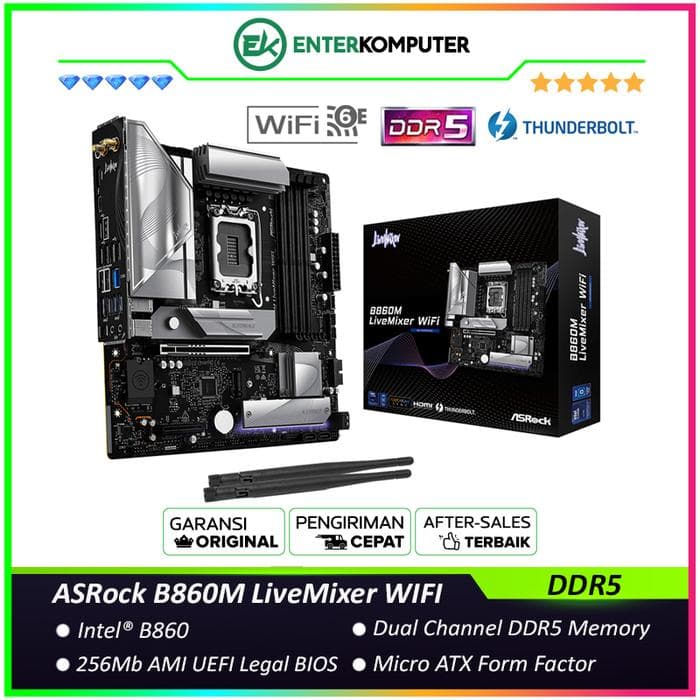 ASRock B860M LiveMixer WIFI (LGA1851, B860, DDR5, USB3.2 Gen2 Type-C, SATA3) - foto 1