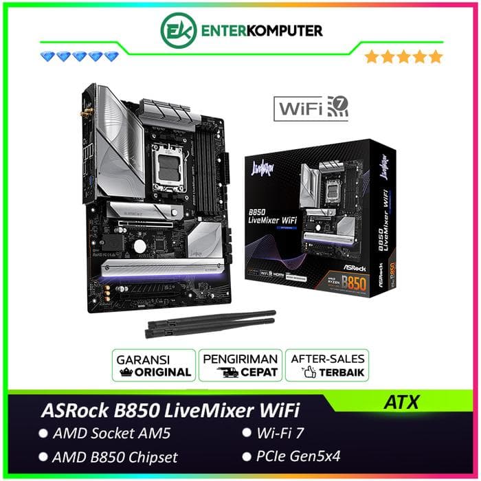 ASRock B850 LiveMixer WiFi (AM5, AMD B850, DDR5, USB3.2 Type-C, SATA3) - foto 1