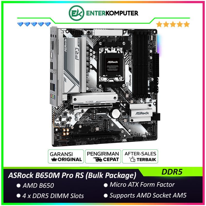 ASRock B650M Pro RS (AM5, AMD B650, DDR5, USB3.2 Type-C, SATA3) (Bulk Package) - foto 1
