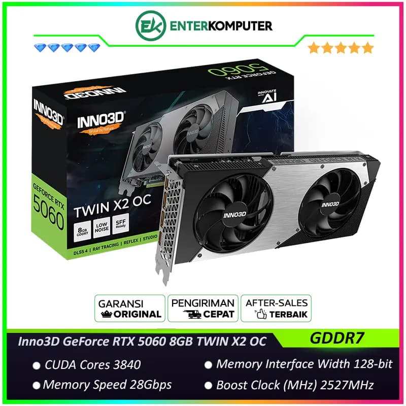 Inno3D GeForce RTX 5060 8GB GDDR7 TWIN X2 OC - DUAL FAN - Garansi 3 Thn - foto 1