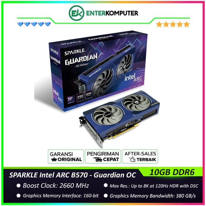 SPARKLE Intel ARC B570 10GB GDDR6 Guardian OC - BLUE BREATHING LIGHT - DUAL FAN - Garansi 3Thn - foto 1