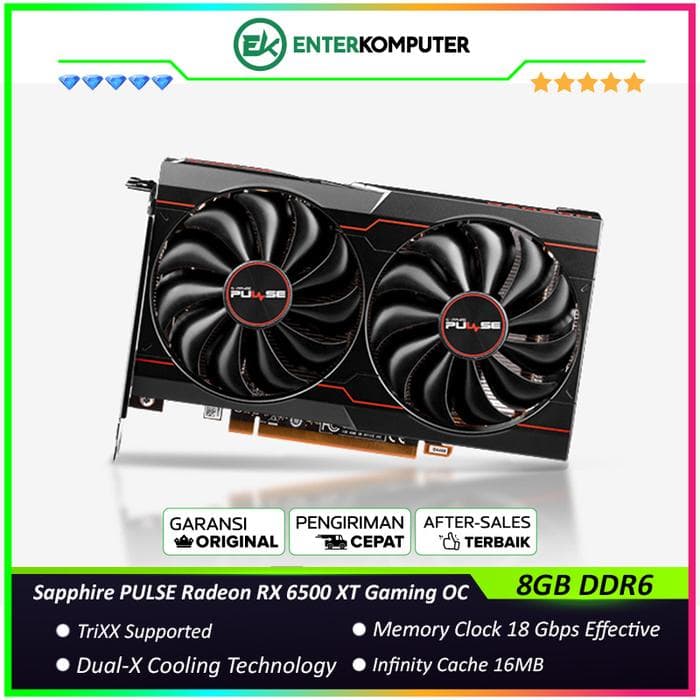 Sapphire PULSE Radeon RX 6500 XT 8GB GDDR6 Gaming OC - foto 1