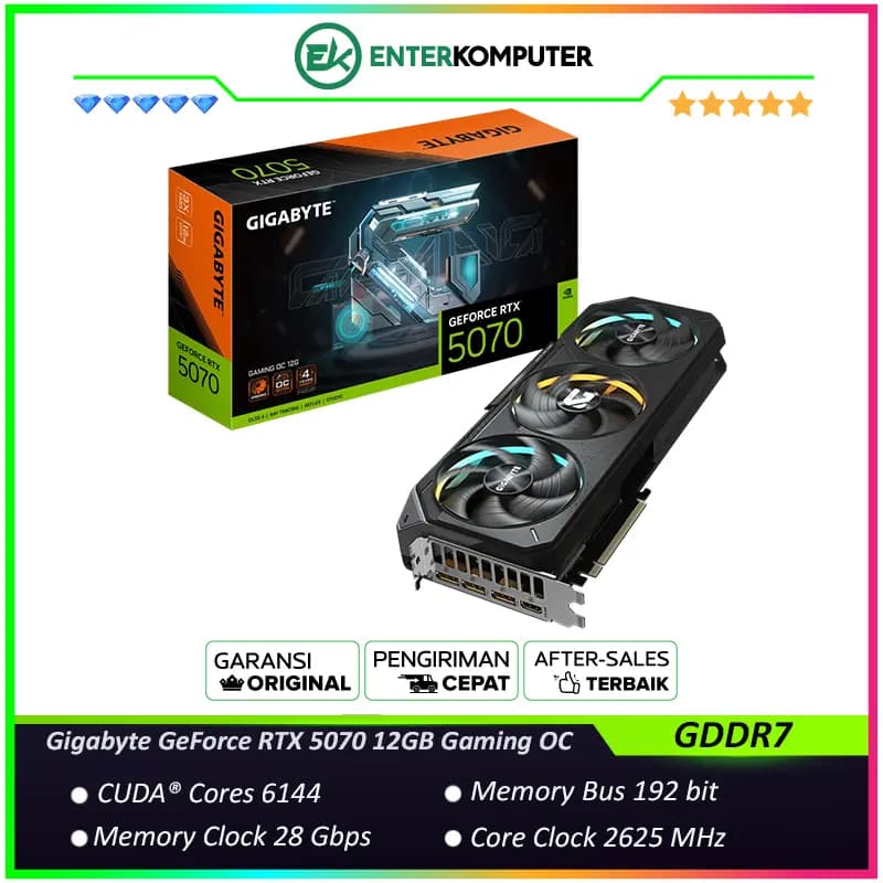 Gigabyte GeForce RTX 5070 12GB GDDR7 Gaming OC - GV-N5070GAMING OC-12GD - foto 1