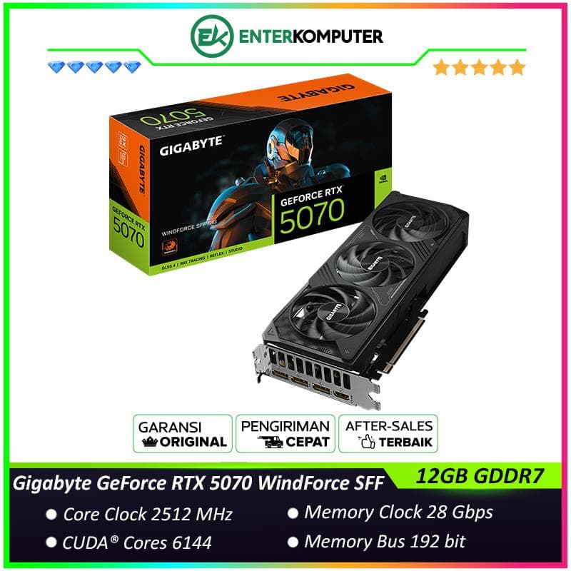 Gigabyte GeForce RTX 5070 12GB GDDR7 WindForce SFF - GV-N5070WF3-12GD - foto 1