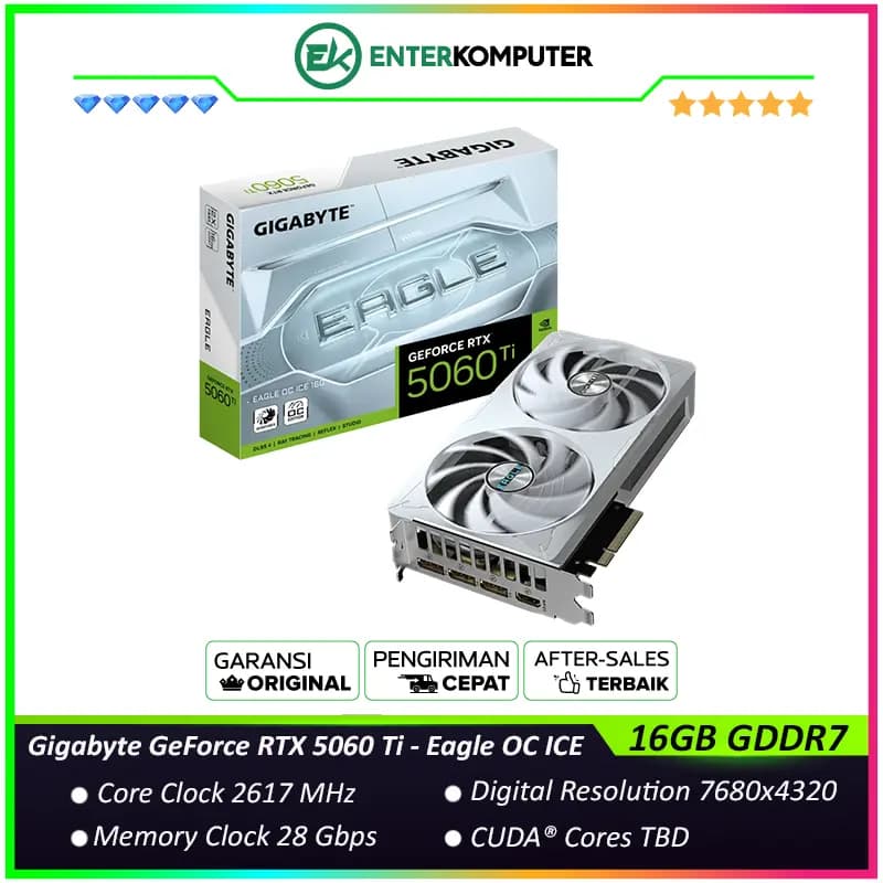 Gigabyte GeForce RTX 5060 Ti 16GB GDDR7 Eagle OC ICE - GV-N506TEAGLEOC ICE-16GD - foto 1