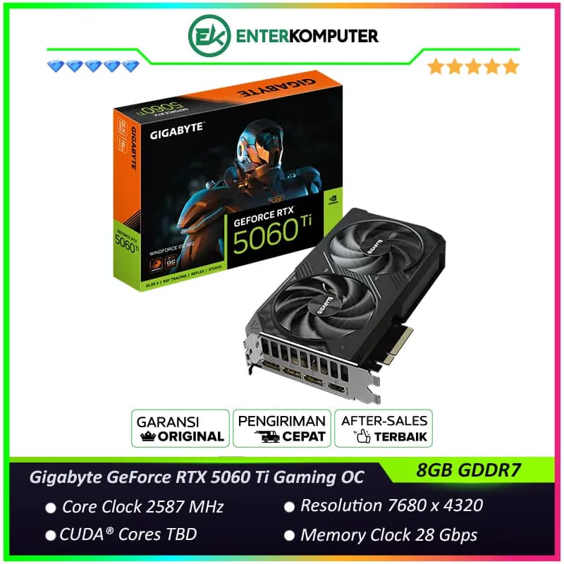Gigabyte GeForce RTX 5060 Ti 16GB GDDR7 WindForce OC - GV-N506TWF2OC-16GD - foto 1
