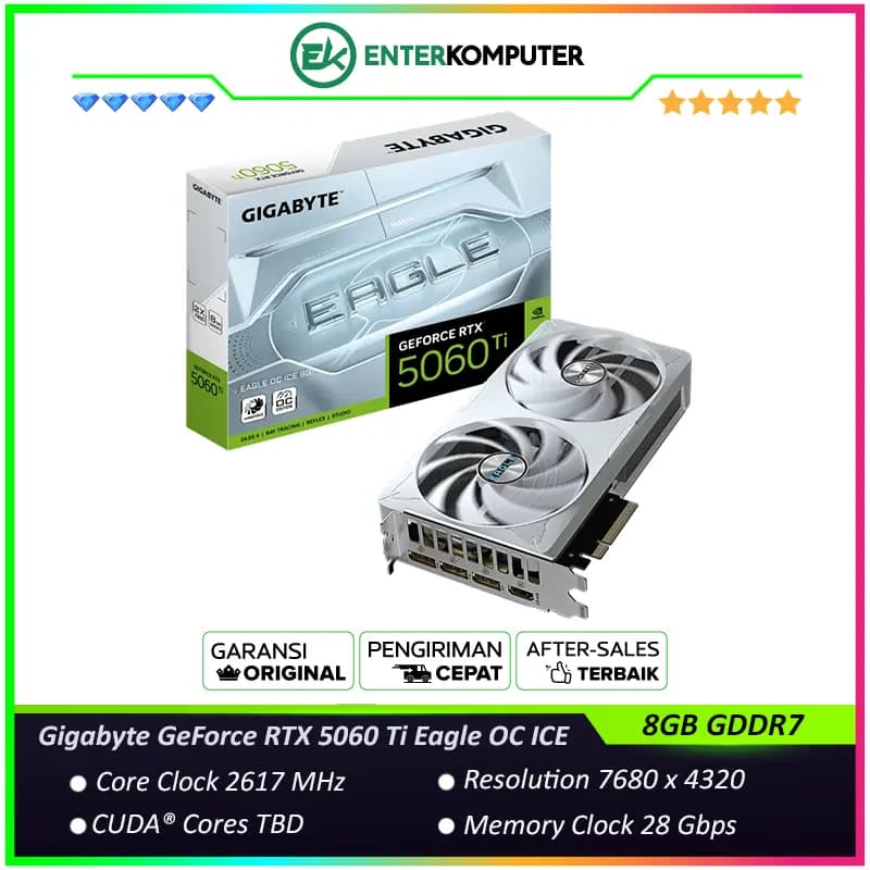 Gigabyte GeForce RTX 5060 Ti 8GB GDDR7 Eagle OC ICE - GV-N506TEAGLEOC ICE-8GD - foto 1