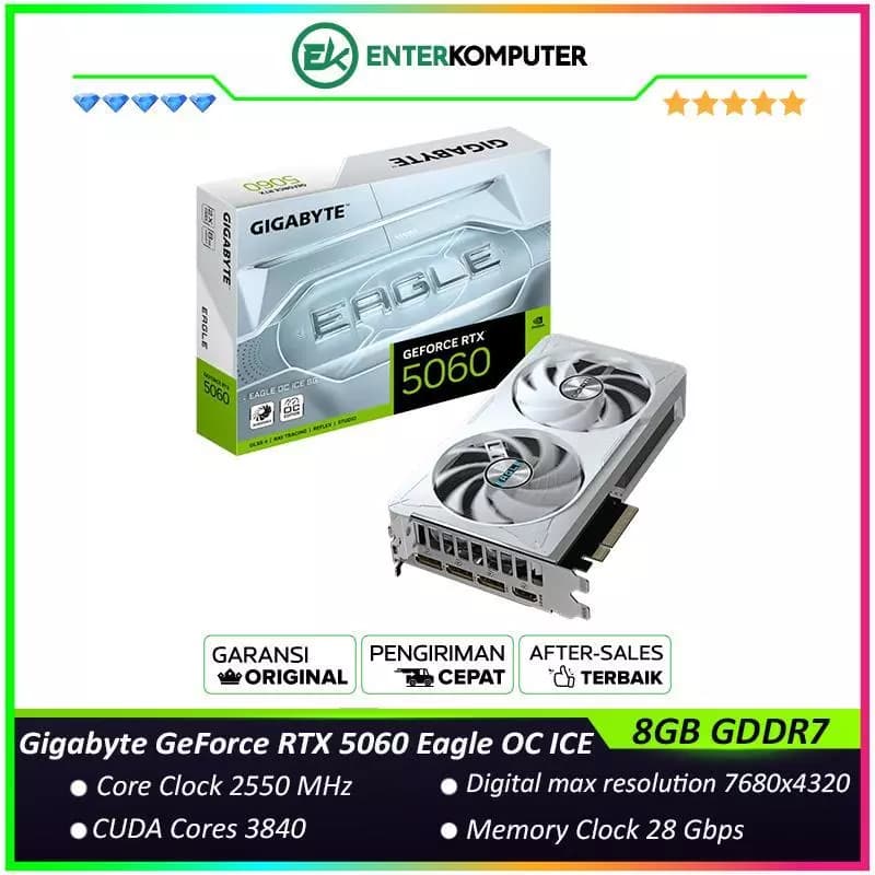 Gigabyte GeForce RTX 5060 8GB GDDR7 Eagle OC ICE - GV-N5060EAGLEOC ICE-8GD - foto 1