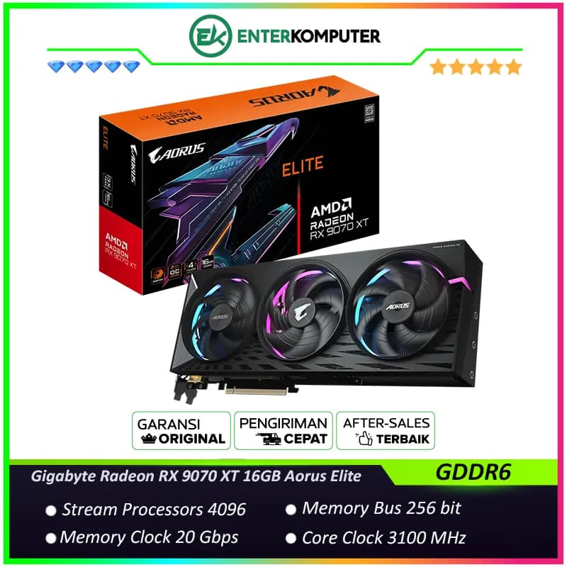 Gigabyte Radeon RX 9070 XT 16GB GDDR6 Aorus Elite - GV-R9070XTAORUS E-16GD - foto 1