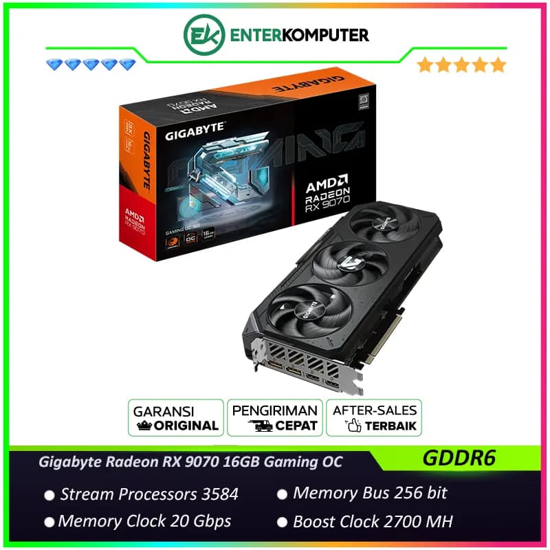 Gigabyte Radeon RX 9070 16GB GDDR6 Gaming OC - GV-R9070GAMING OC-16GD - foto 1