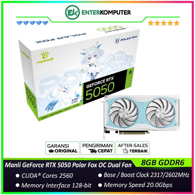 Manli GeForce RTX 5050 8GB GDDR6 Polar Fox OC Dual Fan - foto 1