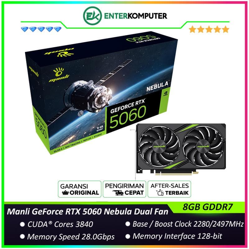 Manli GeForce RTX 5060 8GB GDDR7 Nebula Dual Fan - foto 1
