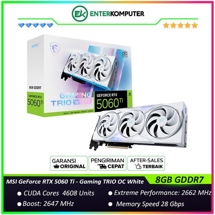 MSI GeForce RTX 5060 Ti 8GB GDDR7 - Gaming TRIO OC White - foto 1