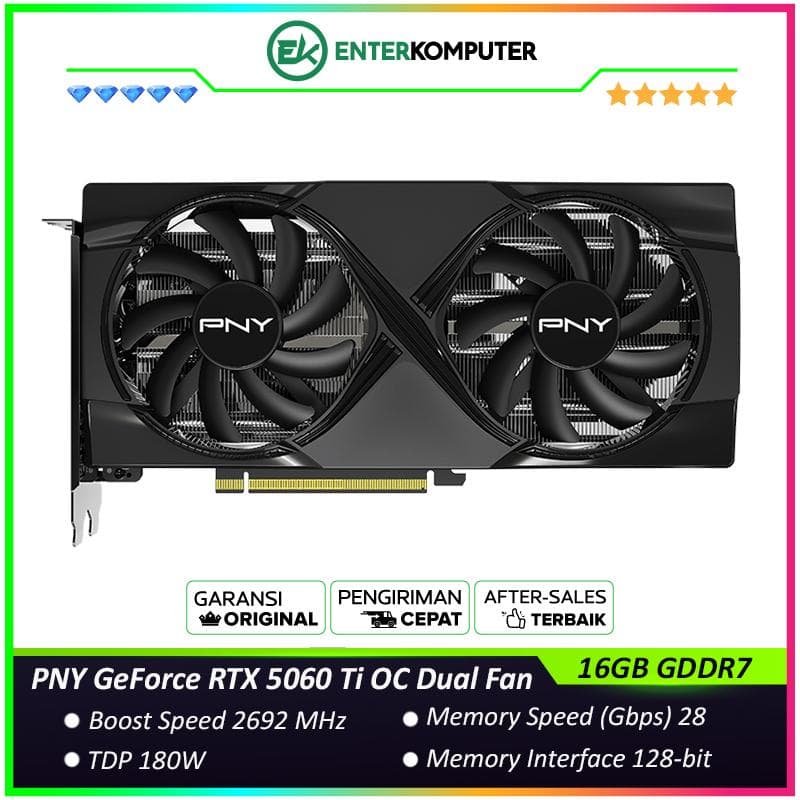 PNY GeForce RTX 5060 Ti 16GB GDDR7 OC Dual Fan - foto 1