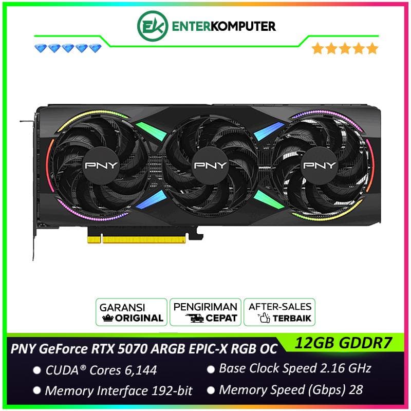 PNY GeForce RTX 5070 12GB GDDR7 ARGB EPIC-X RGB OC Triple Fan - foto 1