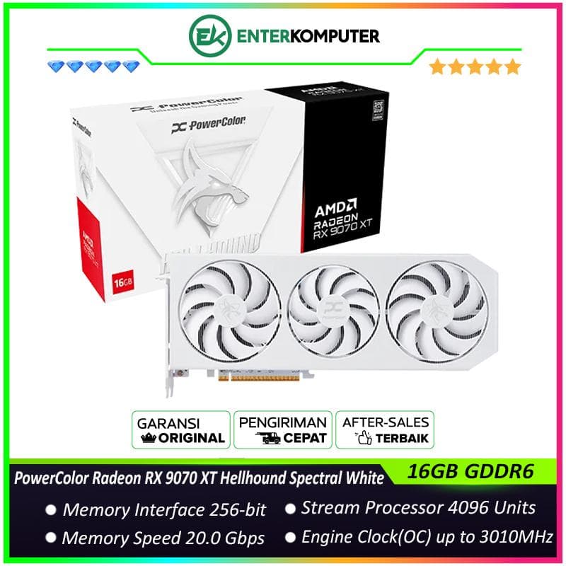 PowerColor Radeon RX 9070 XT 16GB GDDR6 Hellhound Spectral White - foto 1
