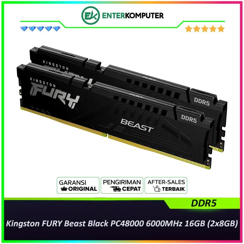 Kingston FURY Beast Black DDR5 PC48000 6000MHz 16GB (2x8GB) 36-38-38 - KF560C36BBEK2-16 - foto 1