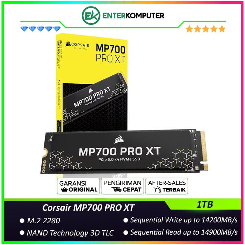 Corsair MP700 PRO XT 1TB M.2 NVMe PCIe Gen5 x4 - CSSD-F10GBMP700PXNH - foto 1