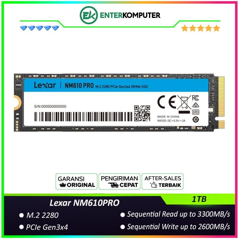 Lexar NM610PRO NVMe M.2 PCIe Gen3x4 1TB - LNM610P001T - foto 1