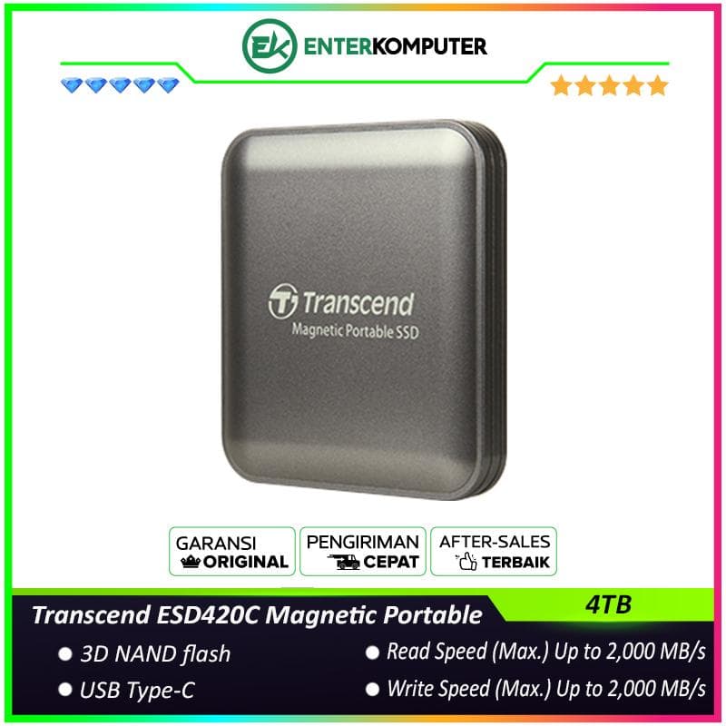 Transcend ESD420C 4TB Magnetic Portable SSD USB 3.2 Gen 2x2 - foto 1