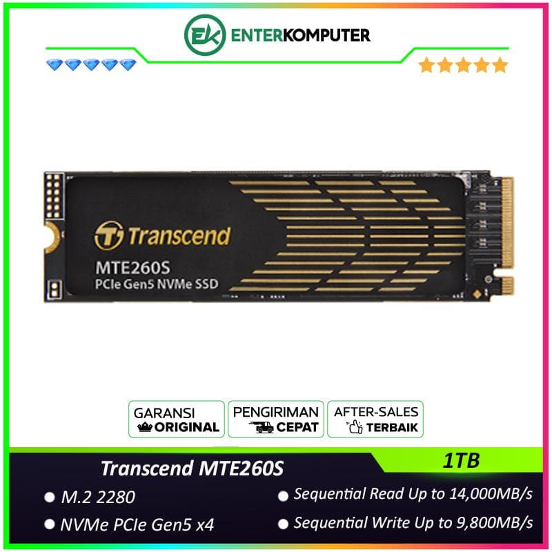 Transcend MTE260S 1TB M.2 2280 NVMe PCIe Gen5 x4 - R 14000MB/s & W 9800MB/s - foto 1