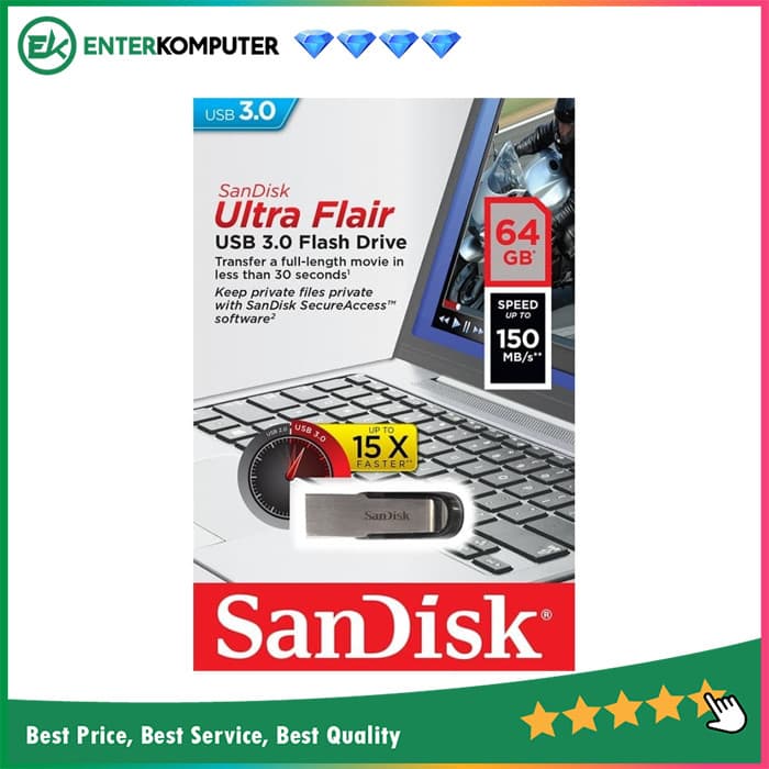 Sandisk Ultra Flair CZ73 64GB - USB 3.0 150MB/s - foto 1