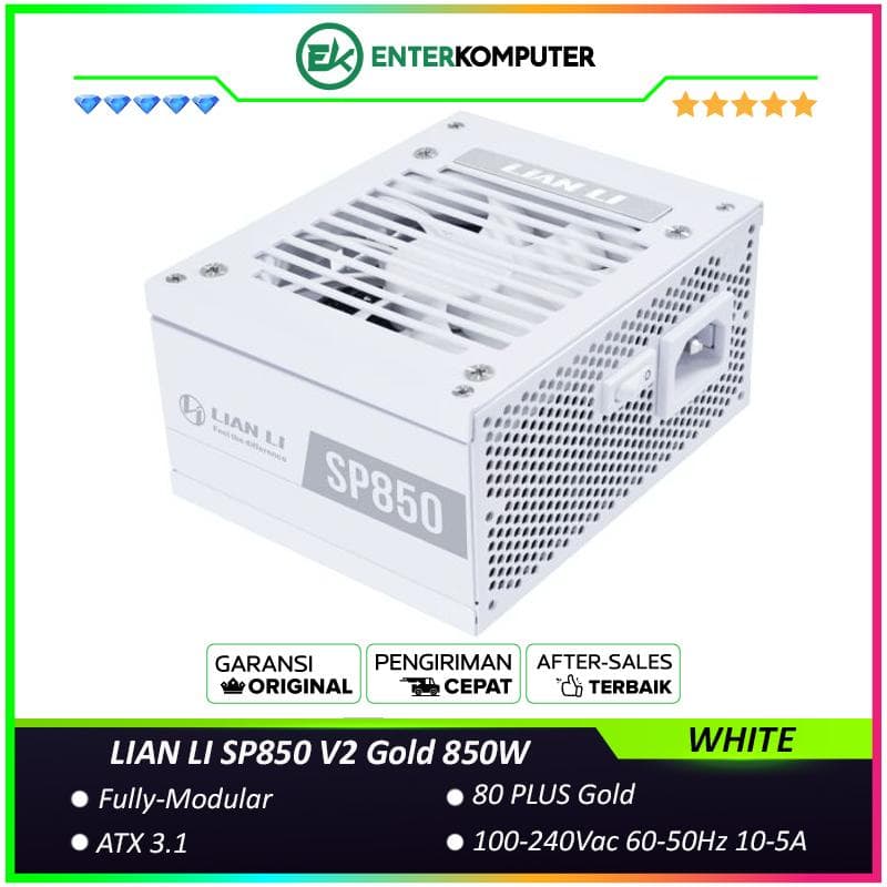 LIAN LI SP850 V2 Gold 850W WHITE ATX3.1 Ready - SFX Form Factor - 80+ Gold Certified - Fully Modular Design with Anti-tangle Embossed Cables - 10 Years Warranty Replacement - foto 1