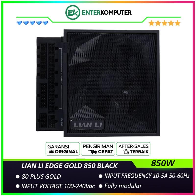 LIAN LI EDGE GOLD 850 850W BLACK with L-Shape Design - Fully Modular - 80+ Gold Certified - Cybenetics ATX 3.1 - PCIE 5.1 Ready - 10 Years Warranty Replacement - foto 1