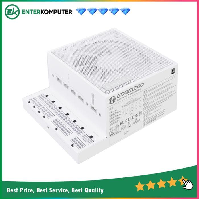 LIAN LI EDGE1300 1300W WHITE with L-Shape Design - 80+ Platinum Certified - Built-in USB HUB - Cybenetics ATX 3.1 - PCIE 5.1 Ready - 10 Years Warranty Replacement - foto 1