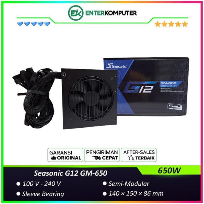 Seasonic G12 GM-650 650W - Semi Modular - 80+ Gold Certified - 5 Years Warranty Replacement - foto 1