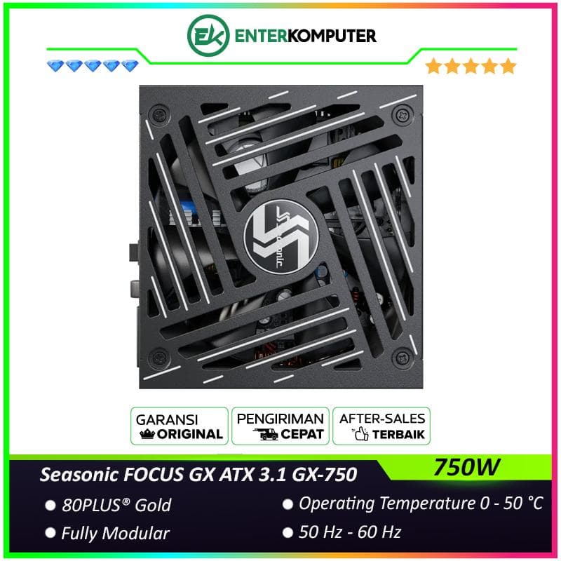 Seasonic FOCUS GX ATX 3.1 GX-750 750W - Fully Modular - 80+ Gold Certified - ATX 3.1 Compatible - PCIe 5.1 Ready - 10 Years Warranty Replacement - foto 1