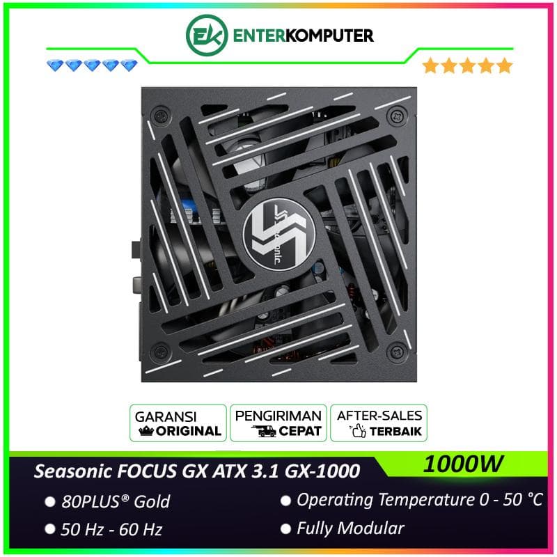Seasonic FOCUS GX ATX 3.1 GX-1000 1000W - Fully Modular - 80+ Gold Certified - ATX 3.1 Compatible - PCIe 5.1 Ready - 10 Years Warranty Replacement - foto 1